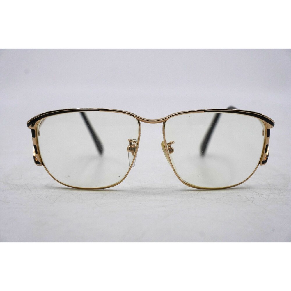 Vtg Tura Mod-233 Designer Eyeglasses Frames 58-14-135 Gold Black Full Rim Japan